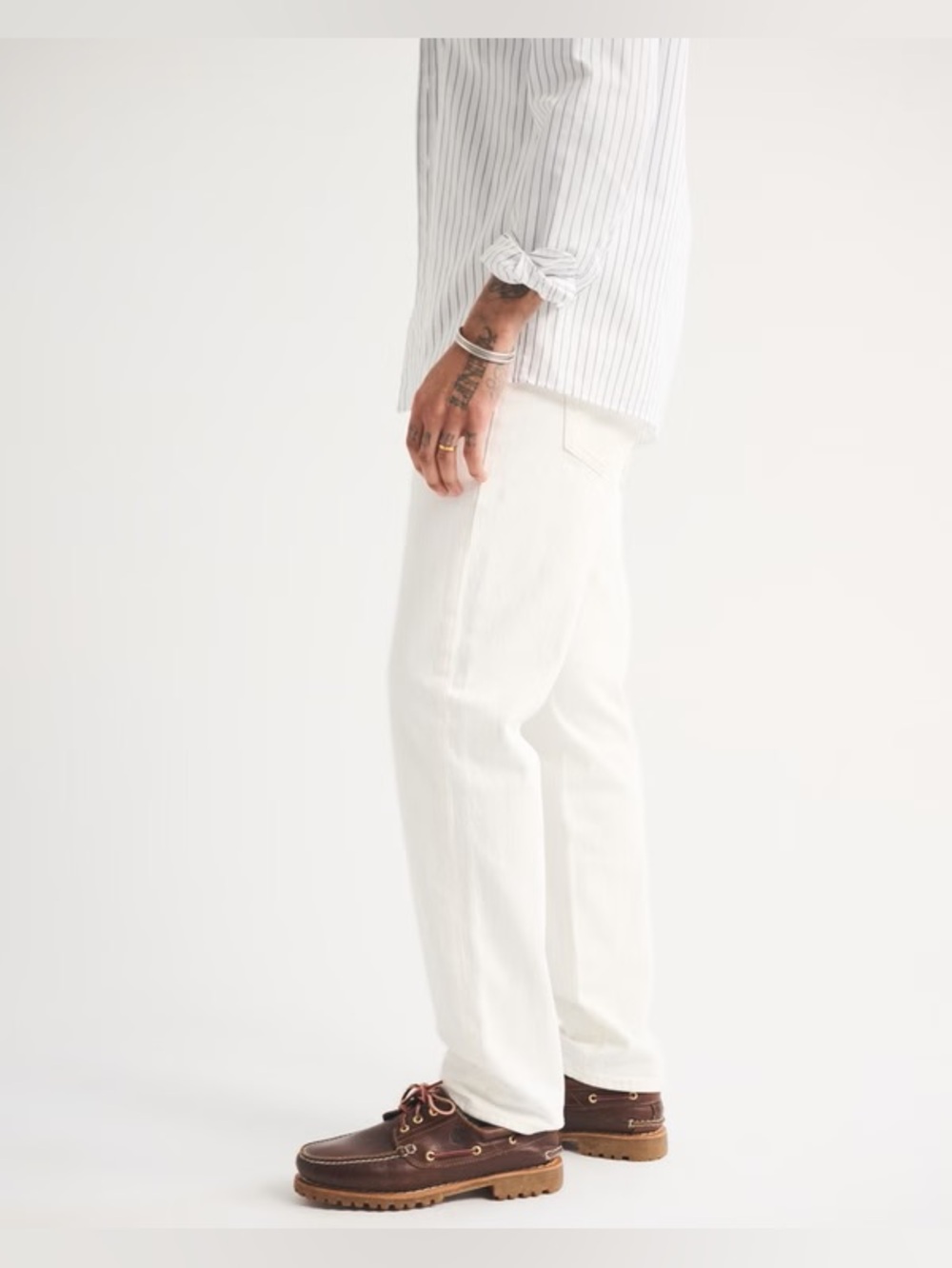 Abercrombie & Fitch Men’s White A&F Vintage Stretch 90’s Straight Jeans - Picture 4 of 13